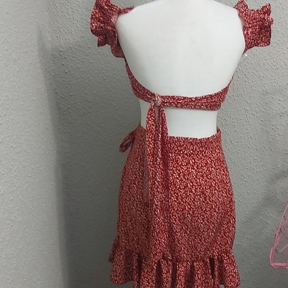 SHEIN Floral Tie Front Two Piece Set  XS/2 Coquette Girl Fairycore Cottagecore - Picture 4 of 8